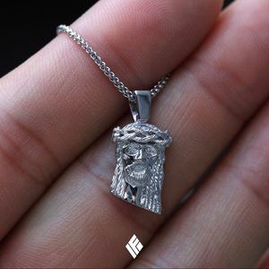 Diamond Jesus piece- white gold necklace